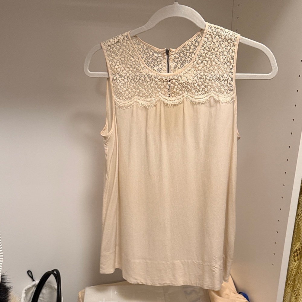Club Monaco Cream Lace Detail Blouse